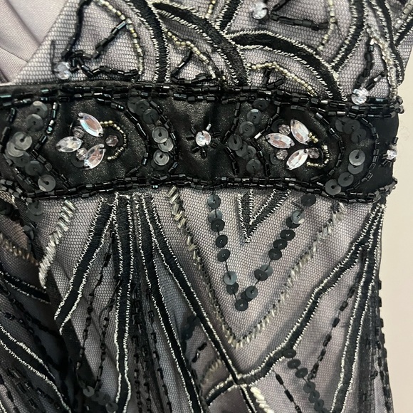 Sue Wong Nocturne Black/Gray Beaded Dress Az 6 - Picture 4 of 10